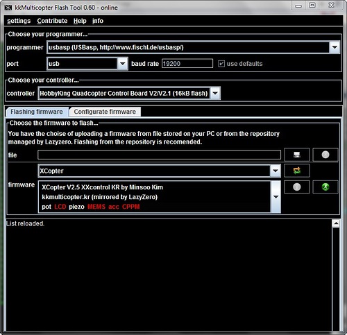 Quadrocopter Firmware flash