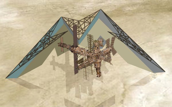 Макет станции МИР в масштабе 1:3 внутри гигантской пирамиды