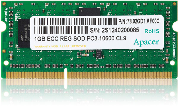 Модули Apacer DDR3-1333 SO-RDIMM объемом до 4 ГБ соответствуют спецификации JEDEC