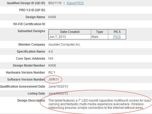 Планшет ASUS K008 может оказаться новым устройством Nexus