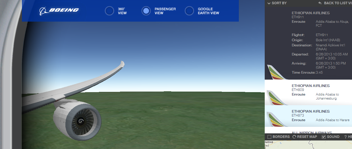 На сайте Boeing появилась возможность отслеживать положение самолета почти как в симуляторе