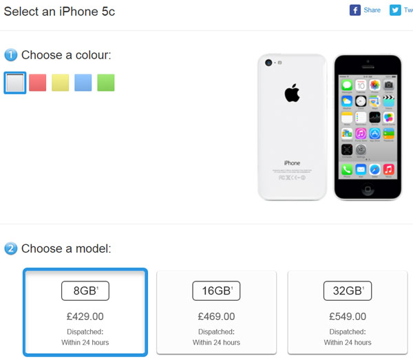 Apple не публикует данные о продажах Apple iPhone 5c