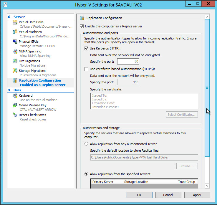 Настройка Hyper V Replica в Windows Server 2012