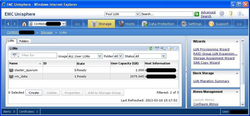 Настройка системы хранения EMC VNX 5100