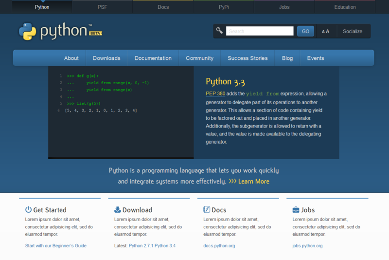 Новый дизайн Python.org