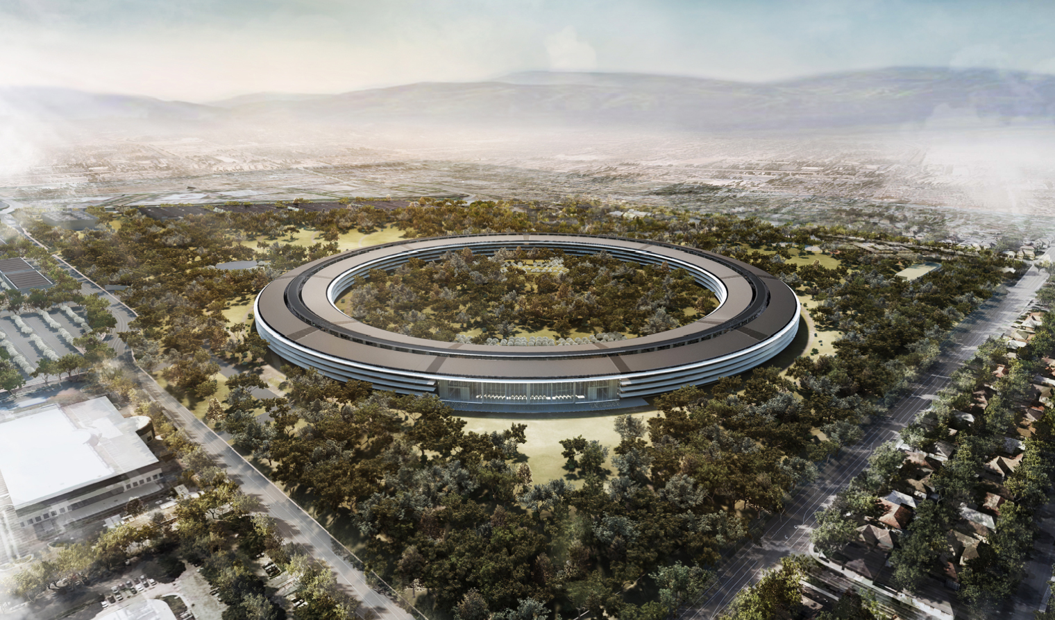 Новый офис «космический корабль» Apple в процессе строительства