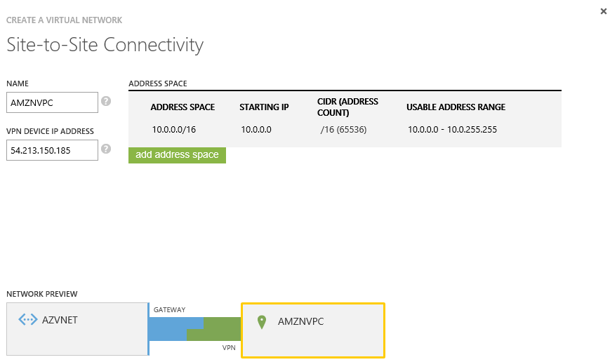 Объединяя облака – создаем site to site соединение между Amazon Web Services и Windows Azure create-vnet-3