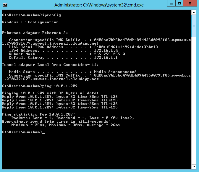 Объединяя облака – создаем site to site соединение между Amazon Web Services и Windows Azure ping-from-azure