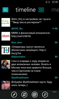 Обзор Twitter клиентов для Windows Phone 7