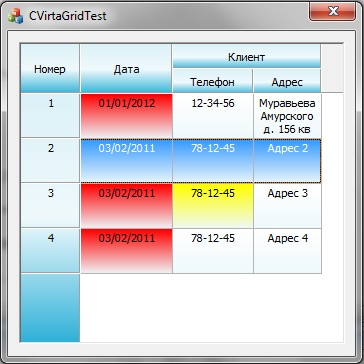 Описание работы с Virtual Grid Control в Visual C++
