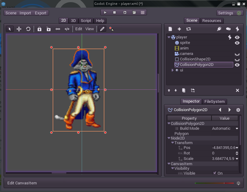 Основы создания 2D персонажа в Godot. Часть 2: компилирование шаблонов, немного о GDScript, движение и анимация героя