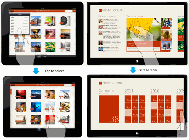 Отличия в дизайне приложений iPad и Metro