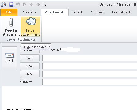 Отправка больших файлов в Microsoft Outlook 2010 с помощью VBA и PHP