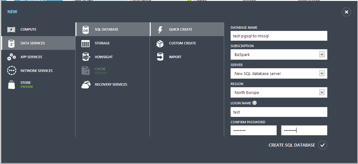 Перенос данных в Windows Azure SQL Database из PostgreSQL