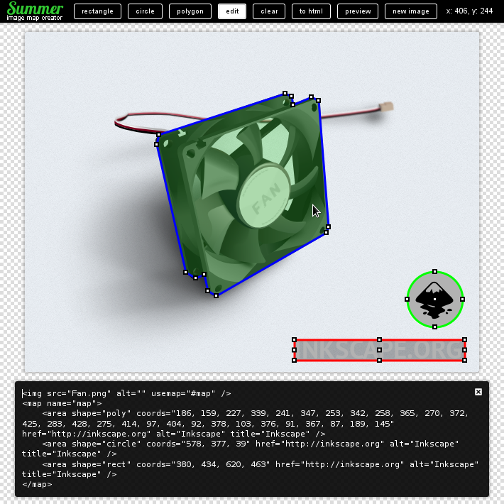 Summer html image map creator