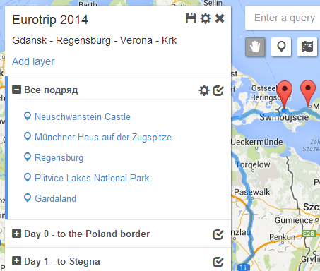 Планирование автопутешествий на базе google maps api