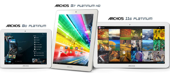 Одновременно представлены планшеты Archos 80 Platinum, Archos 97 Platinum HD и Archos 116 Platinum