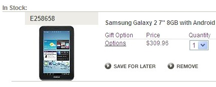 Samsung Galaxy Tab 2 7.0 оценен в $310 в США