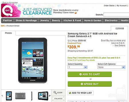 Samsung Galaxy Tab 2 7.0 оценен в $310 в США