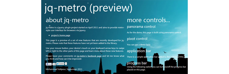 Подборка инструментов для создания веб интерфейсов в стиле Metro