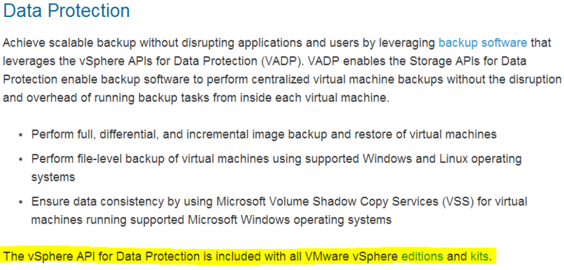 Поддержка бесплатного VMware vSphere Hypervisor (Free ESXi) в продуктах резервного копирования виртуальной среды