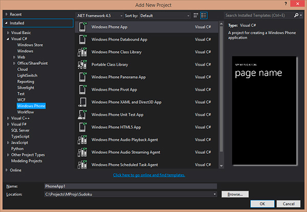 Windows Phone Application Template