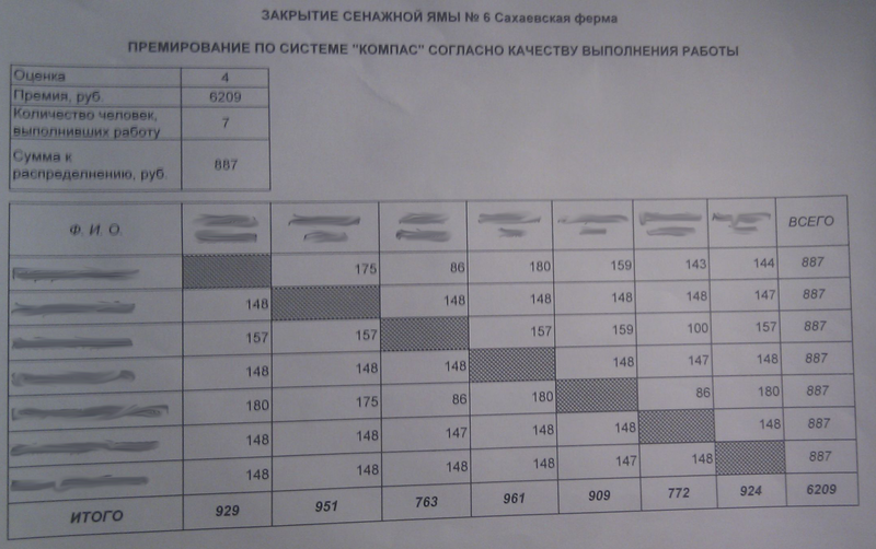 Практическое применение системы премирования Водянова на селе