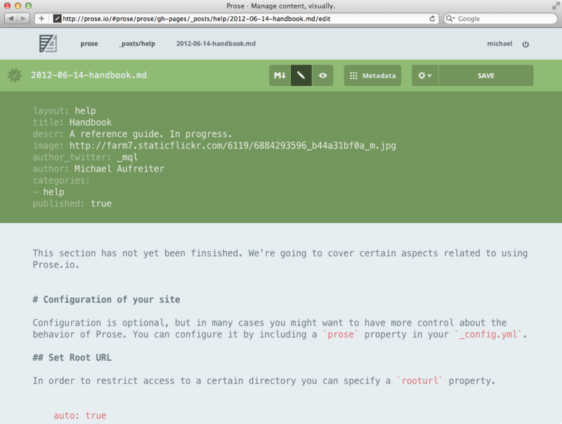 Представляем — Prose: редактор содержимого для GitHub