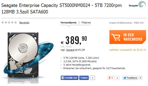 Seagate ST5000NM0024, цена