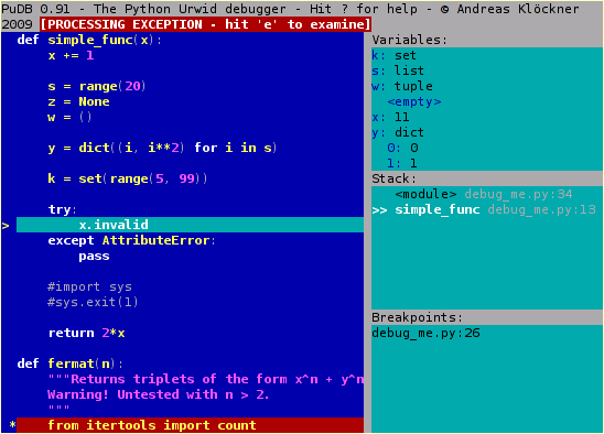 Профилирование и отладка Python, отладка