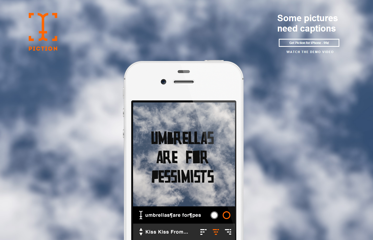 Промо сайт для мобильного приложения PictionApp