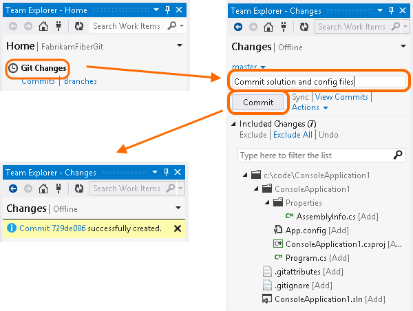 Работа с Git в Visual Studio 2012