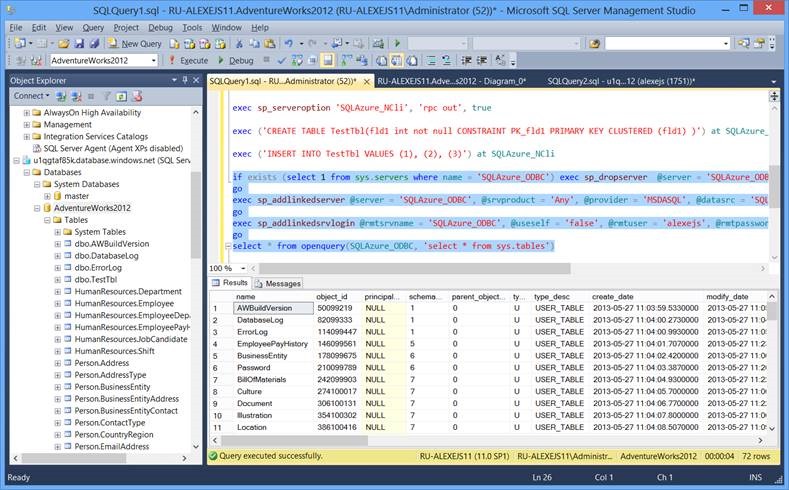 Работа с SQL Server в сценариях гибридного Облака