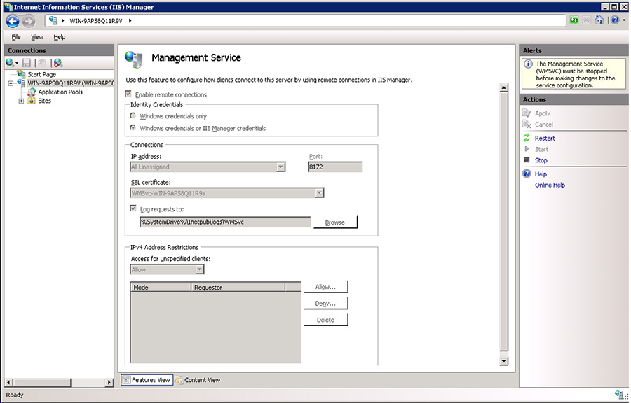 IIS Management Service