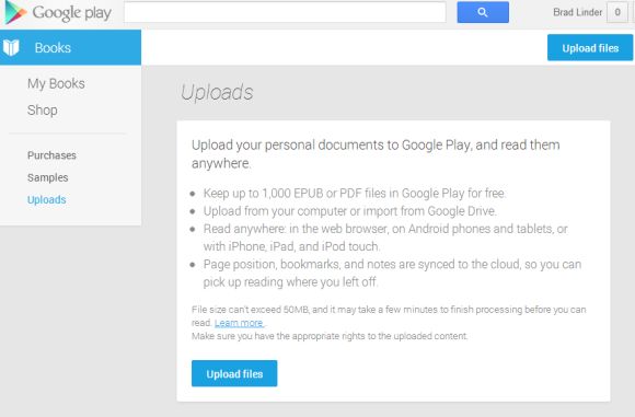 Сервис Google Play Books теперь позволяет пользователю загружать собственные книги