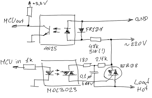 Симисторный регулятор мощности с микроконтроллерным управлением schematics