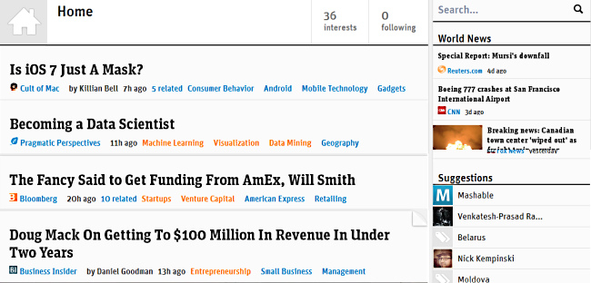 Главный экран getprismatic.com (сжатый до заголовков статей) Главный экран getprismatic.com (сжатый до заголовков статей)