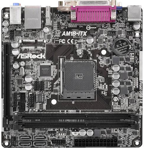 К необычным элементам оснащения ASRock AM1B-ITX следует отнести разъем LPT