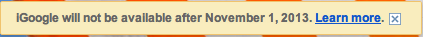 Служба iGoogle прекратит работу 1 ноября 2013 г