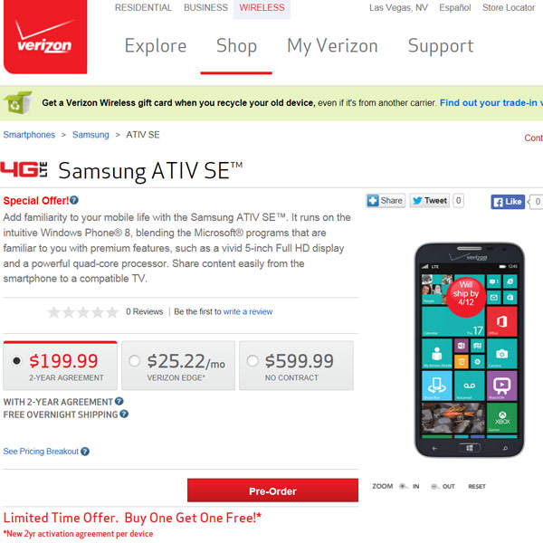 Появление Samsung ATIV SE на сайте оператора позволило получить ответы на вопросы о цене и сроке начала продаж новинки