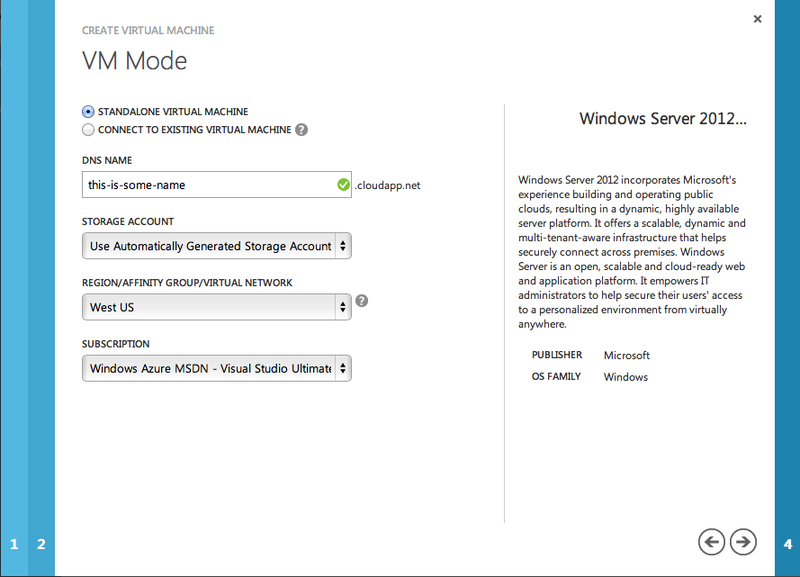 Создание Windows Azure Virtual Machine для хостинга web приложений