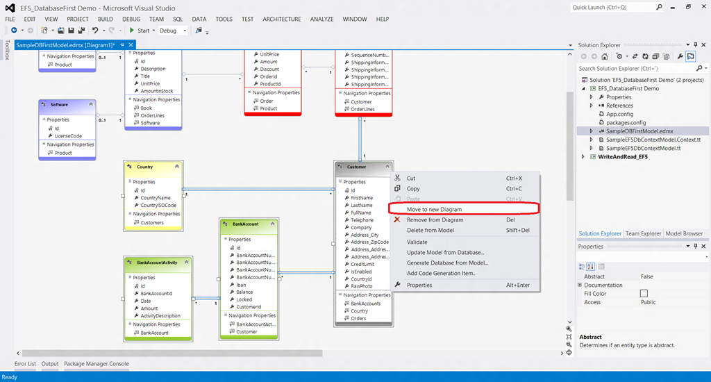 Создание множества диаграмм на базе одной модели Entity Framework в Visual Studio 2012