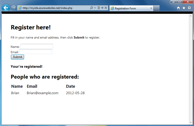 Создание облачного сайта на PHP с SQL Database и его развертывание с помощью Git Windows Azure PHP Website