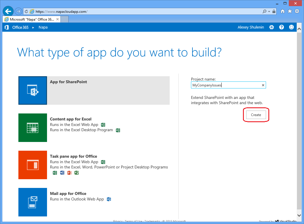 Создание приложений для Office 365 Developer Site Создание приложений для Office 365 Developer Site