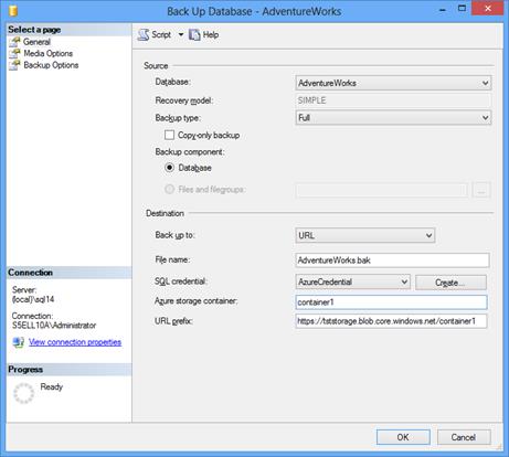 Создание резервных копий БД SQL Server 2014 CTP2 в Windows Azure