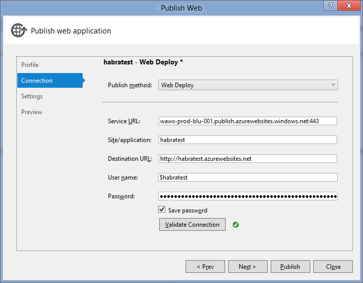 Создание сайта Windows Azure Web Site и развёртывание там приложения ASP.NET MVC 4