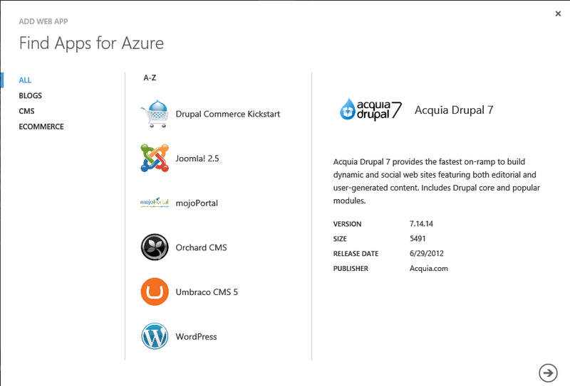 Создание сайта Windows Azure Web Site и развёртывание там приложения ASP.NET MVC 4