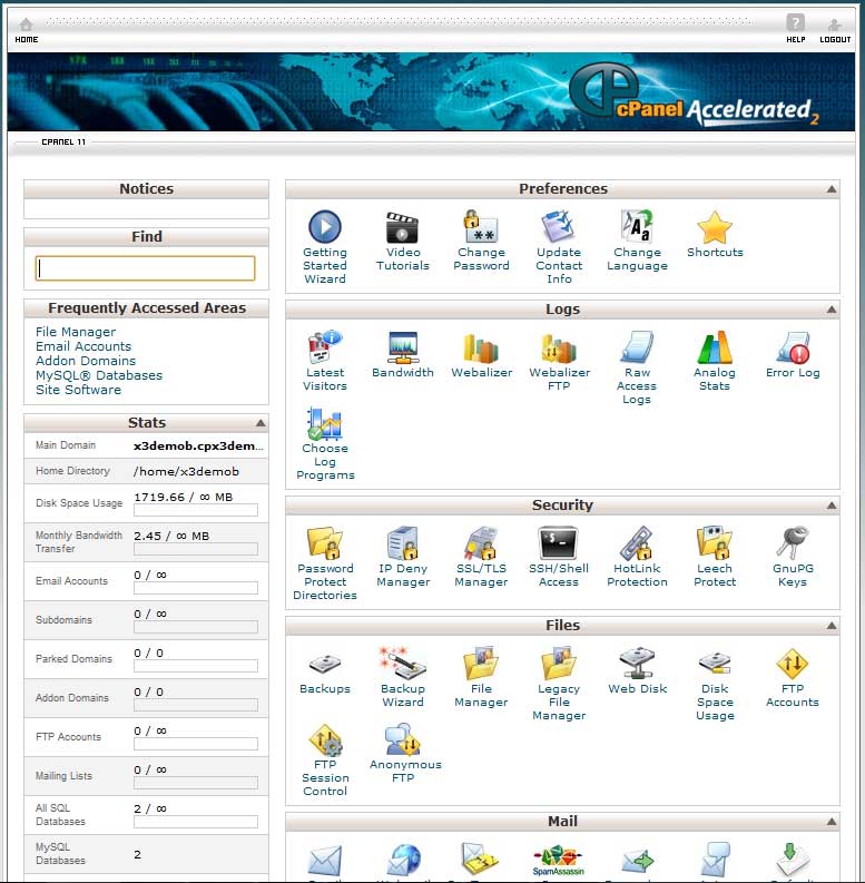 Сравнение панелей управления хостингом: cPanel vs. vDeck Окно программы cPanel