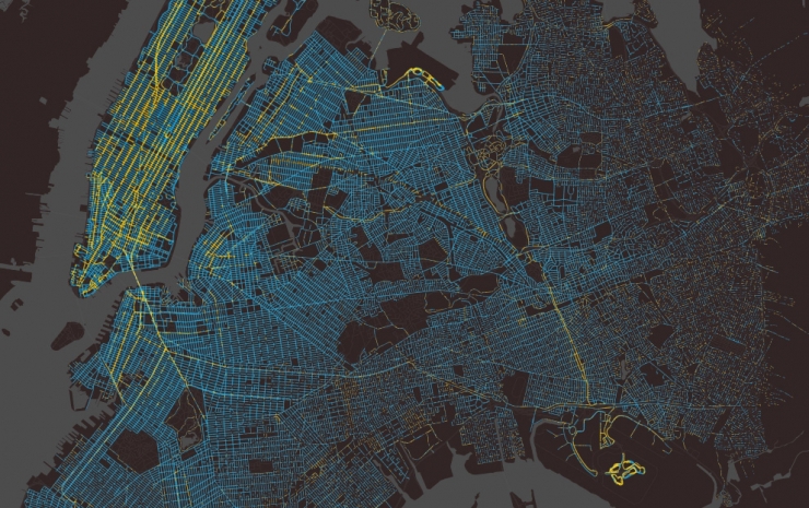 Такси в Нью Йорке: визуализация перемещений за год