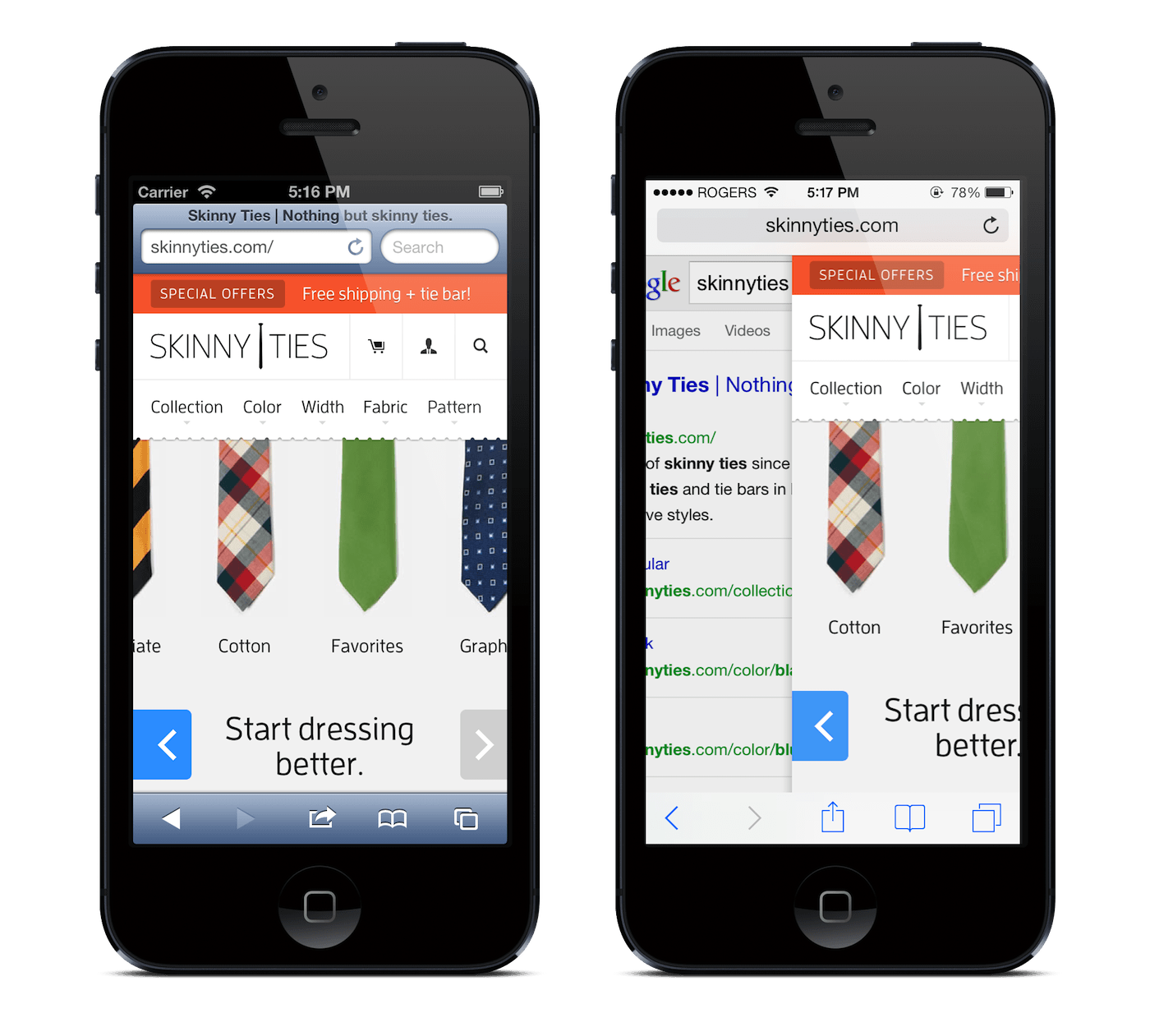 Skinny Ties на iOS 6 и iOS7 Три практики веб дизайна для приближающейся iOS7